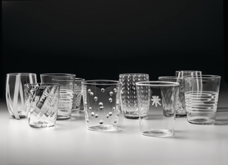 Zafferano - 6 Tumbler - Melting pot - monocolore - decori assortiti - trasparente Zafferano - 6 Tumbler - Melting pot - monocolore - decori assortiti - trasparente