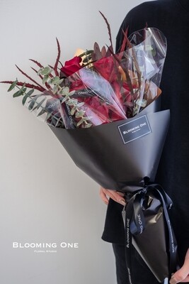 Daily Red Rose Bouquet (8 stems with seasonal greenery)