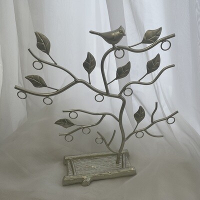 Silver Metal Bird and Leaf Stand (00199010)