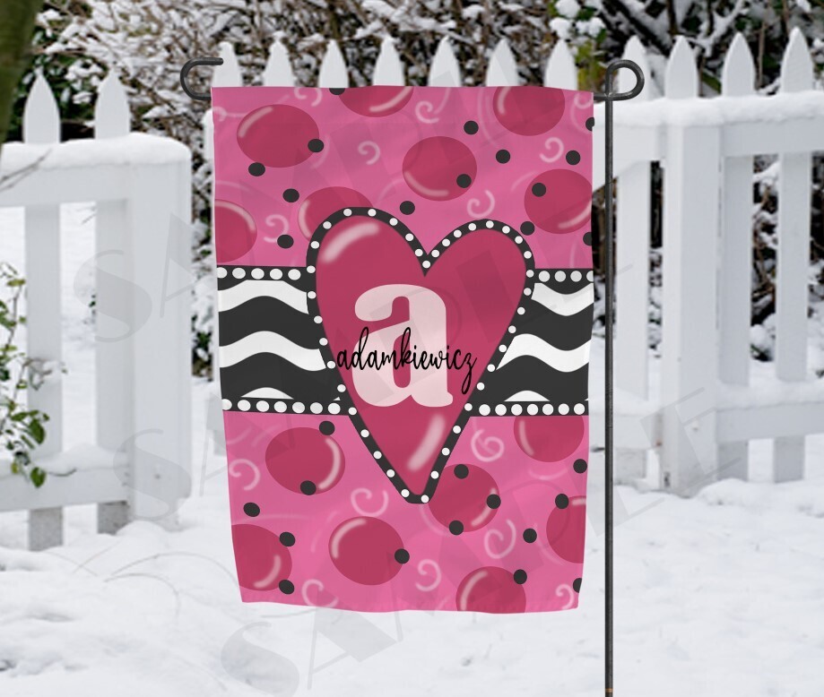 Pink Heart Garden Flag