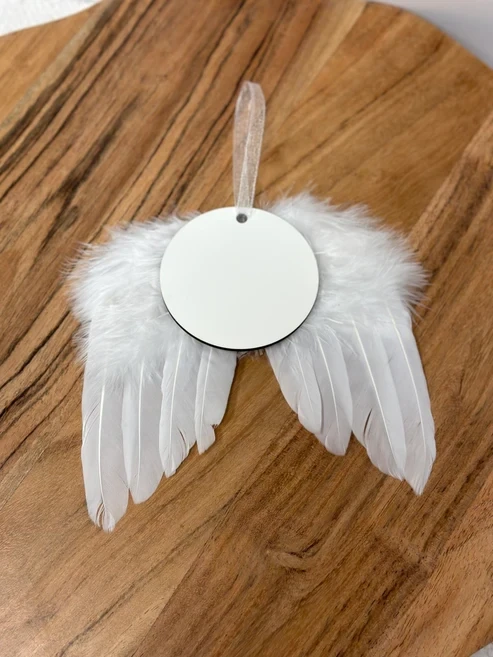 Feathered Angel Wings With Disc Ornament