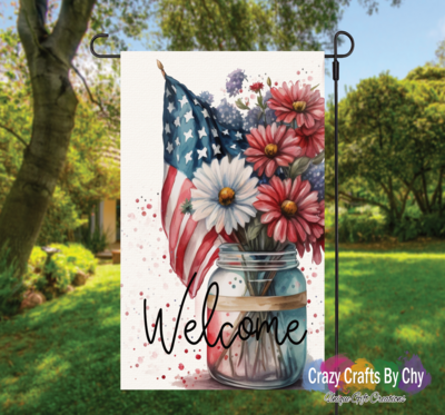 American Flag Flower Jar Garden Flag
