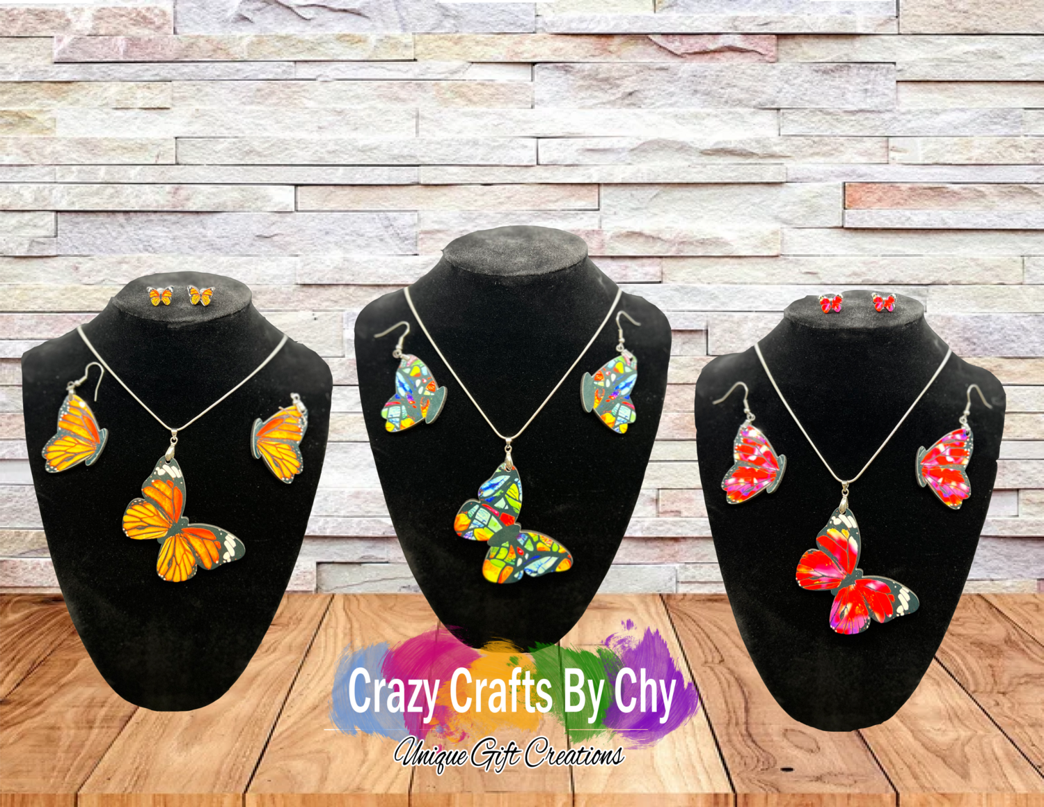 Butterfly Necklace with Earrings Set