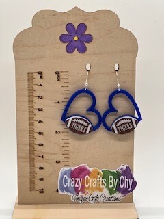 Acrylic Football Heart Earrings