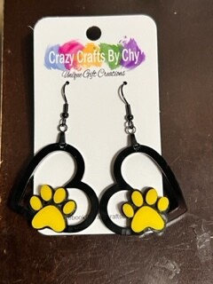 Acrylic Tiger Heart Earrings