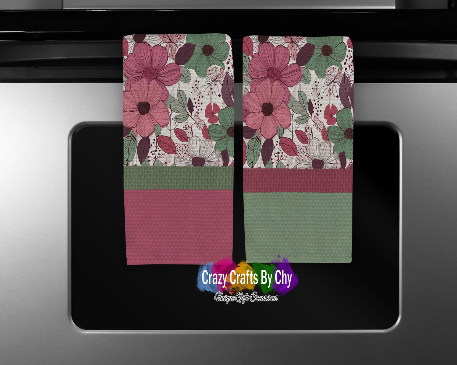 Sage &amp; Pink 2 pc Towel Set