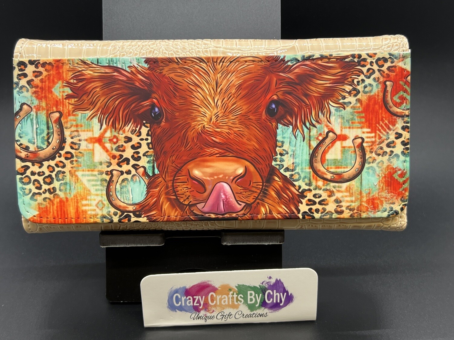 Highland Cow Tan Trifold Wallet