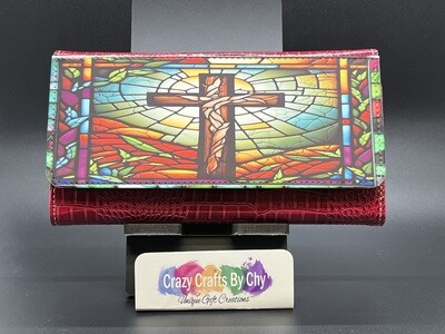 Stained Glass Cross Trifold Wallet