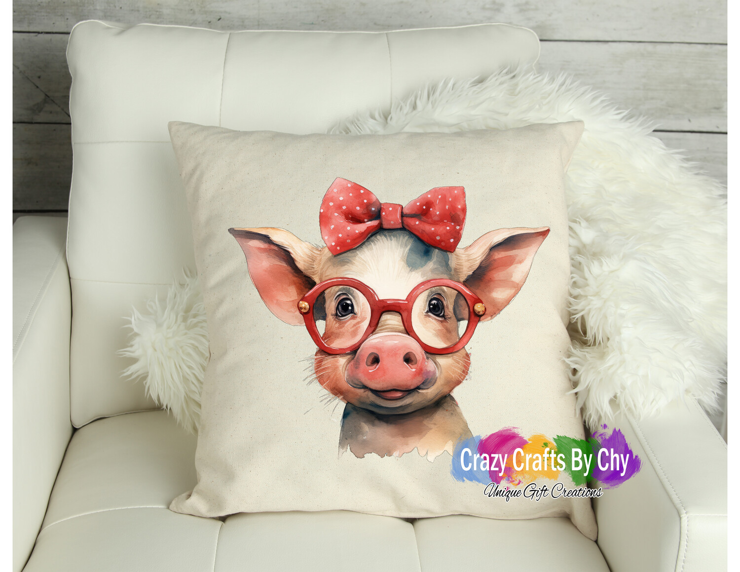 Pig with glasses Pillow