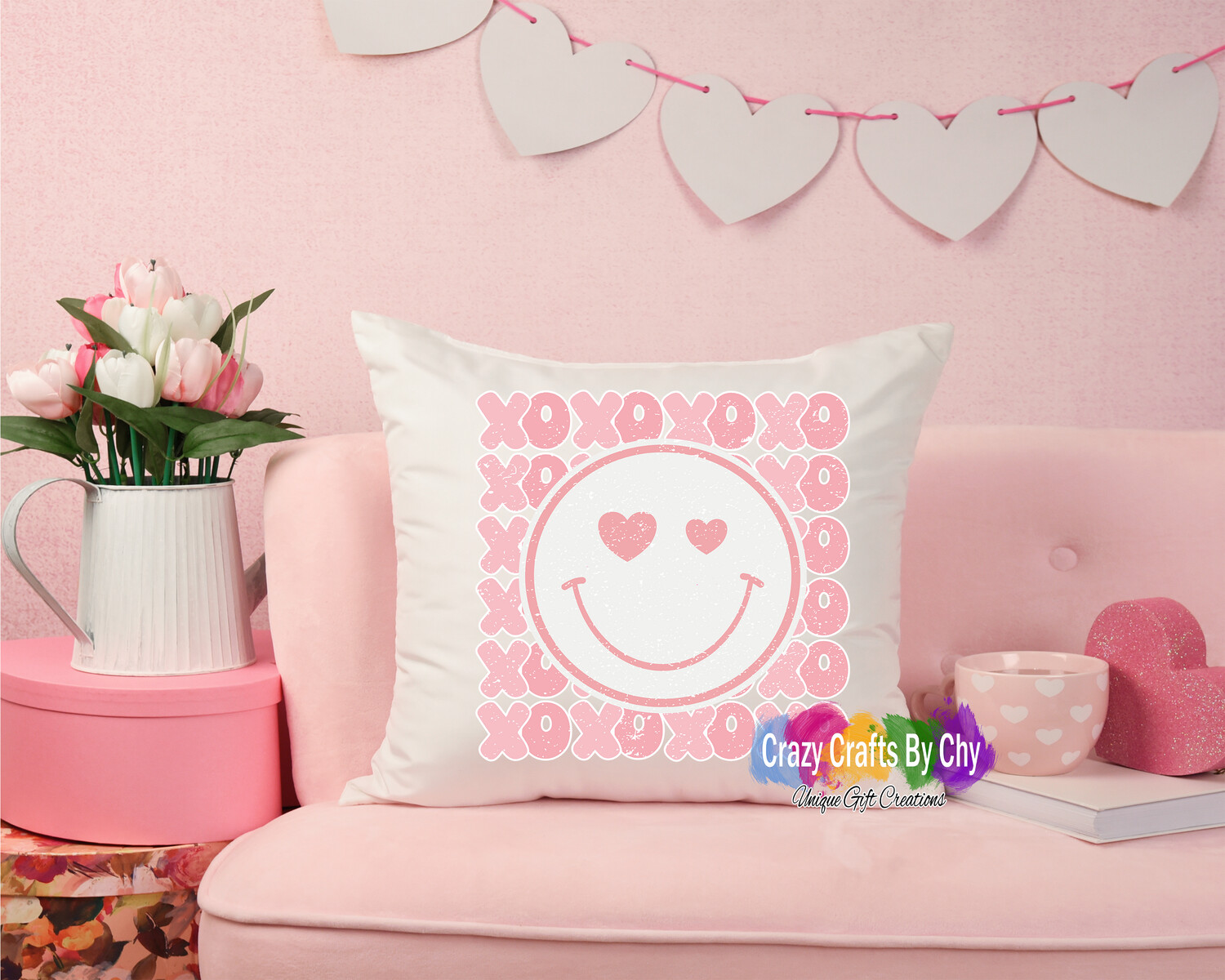 XOXOX Smiley Pillow