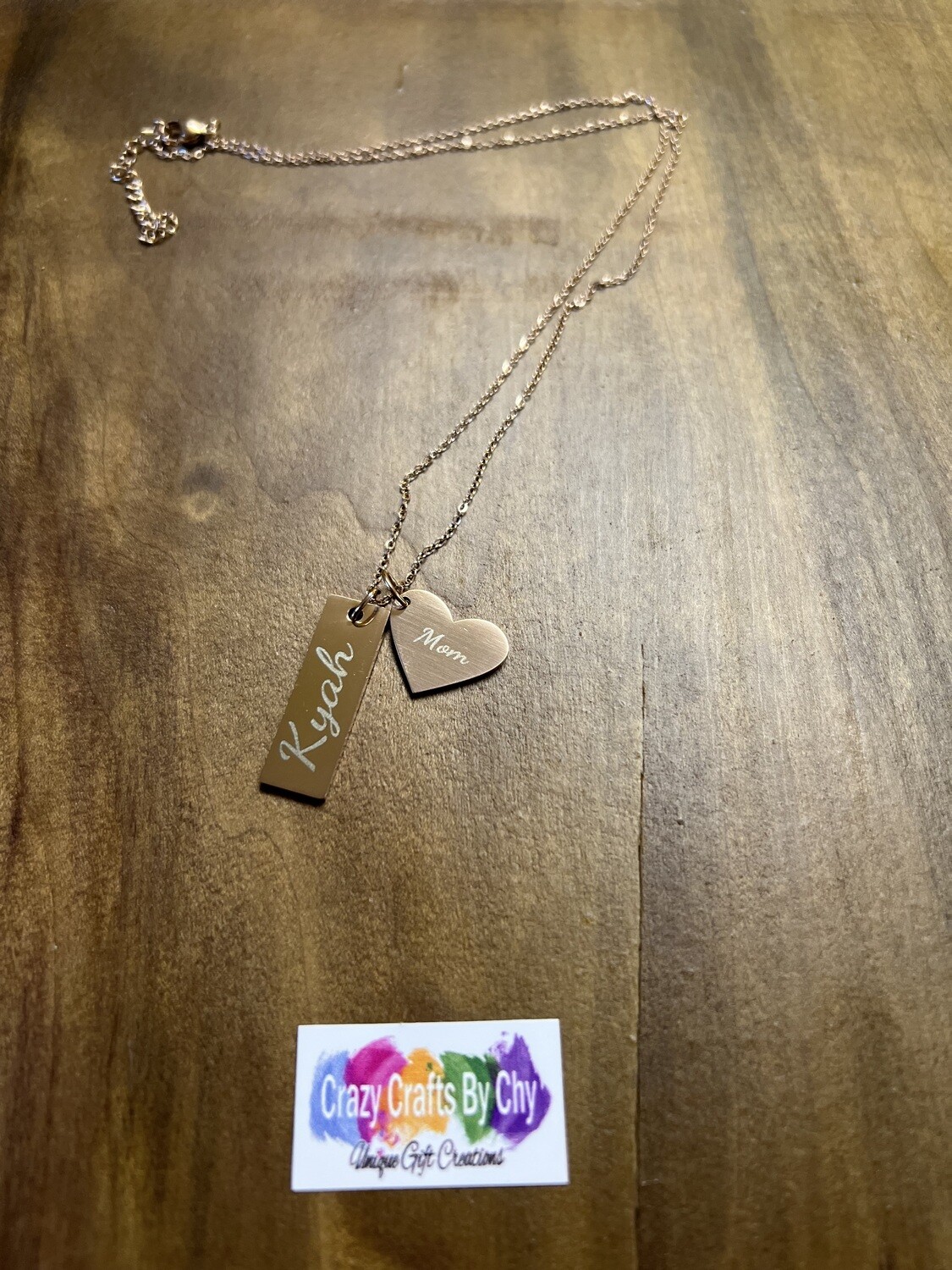 Stainless Steel Heart &amp; Bar Necklace
