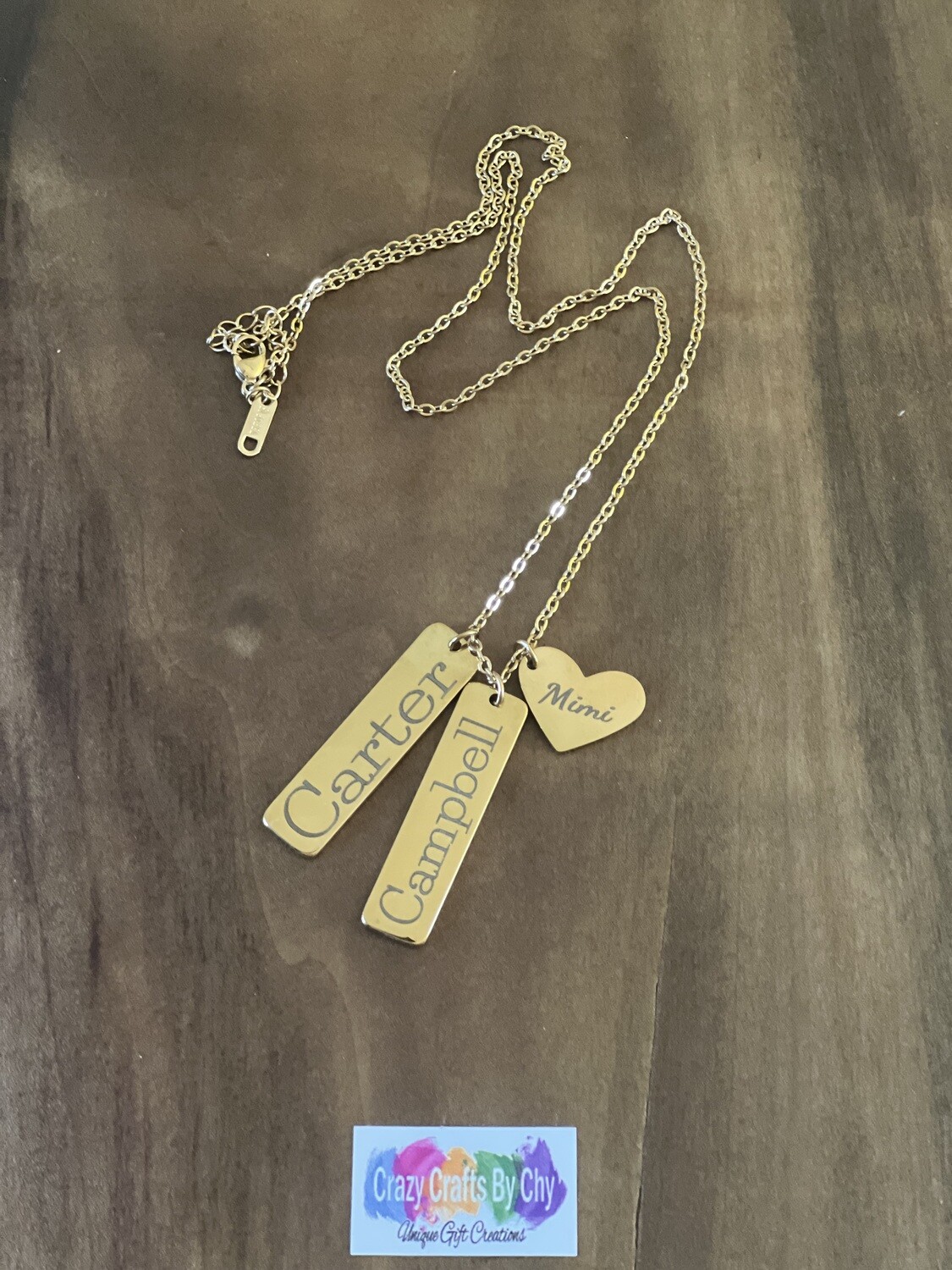 Stainless Steel Heart &amp; Bar Necklace