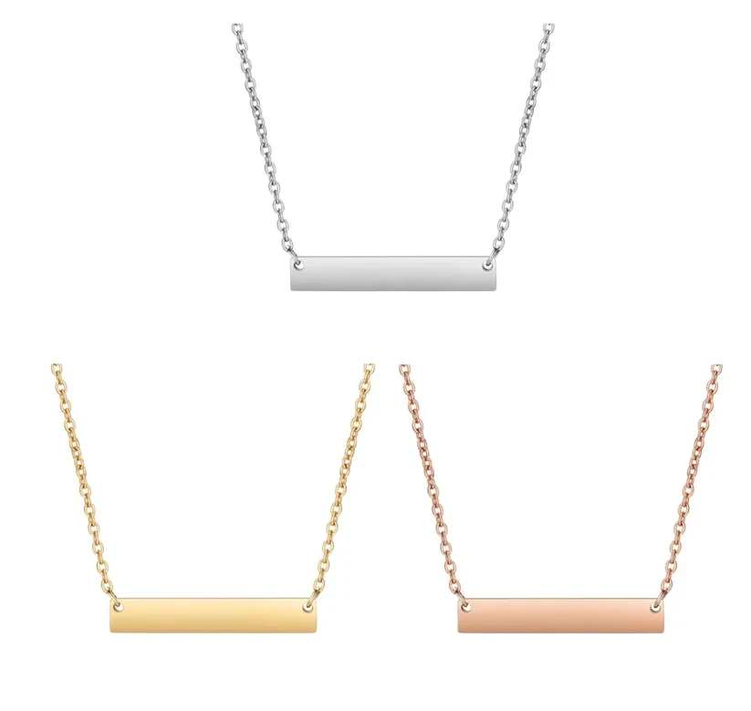 Stainless Steel engravable Bar Necklace