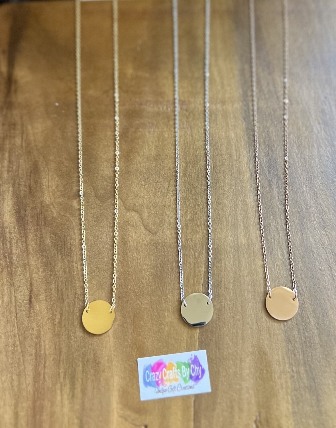 Stainless Steel engravable Round Necklace