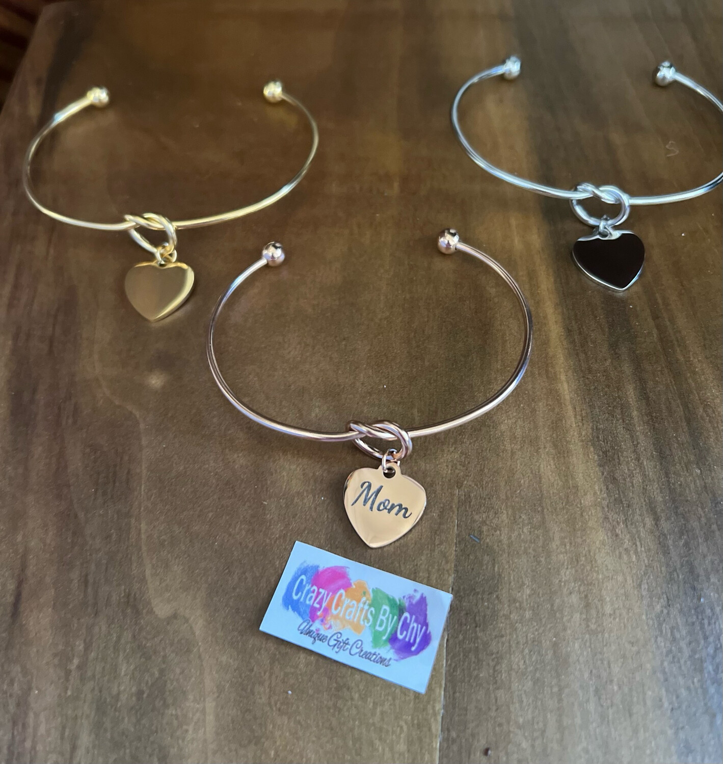 Stainless Steel Knot Heart Engravable Bracelet