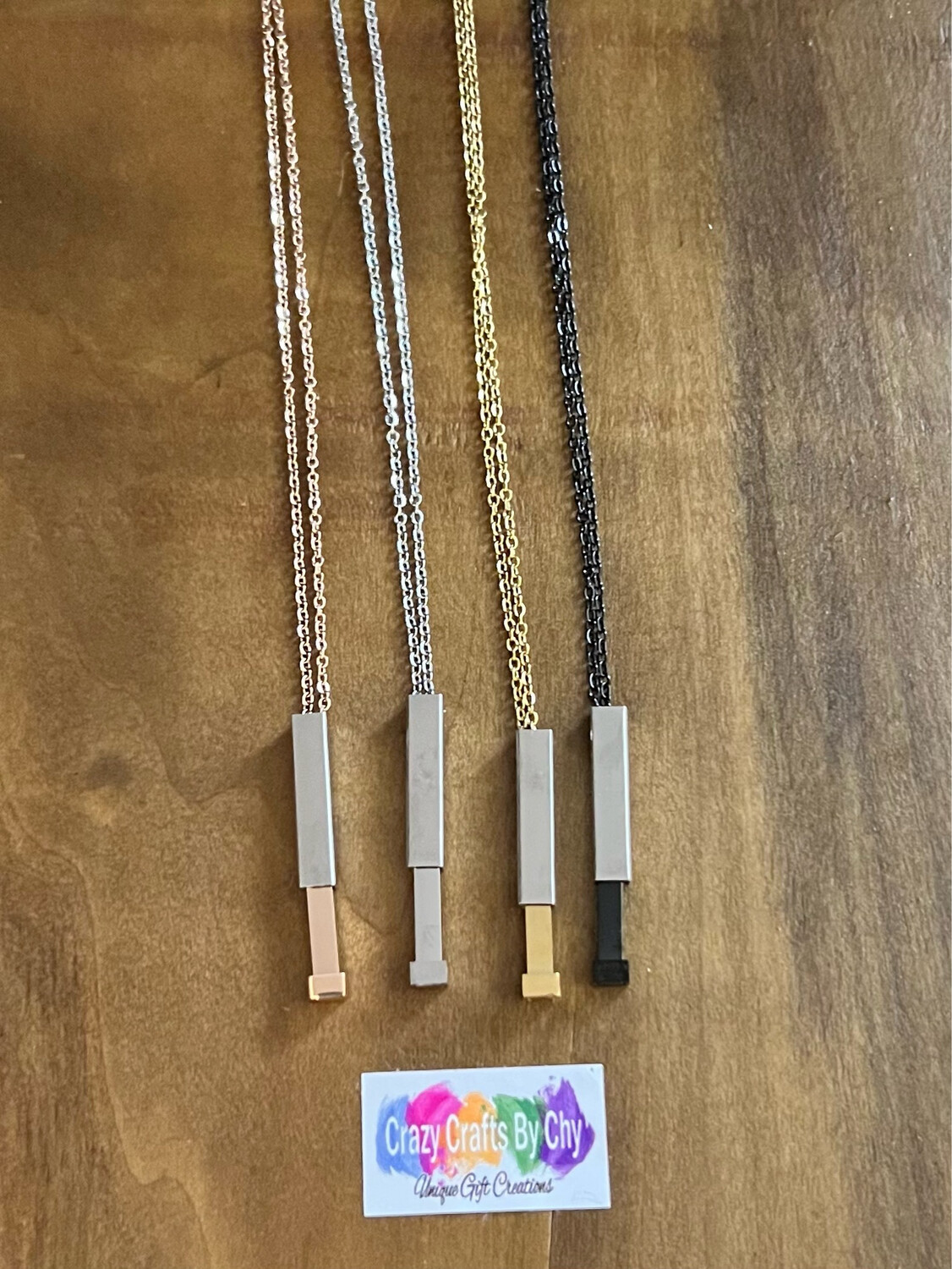 Stainless Steel Hidden Message Bar Necklace