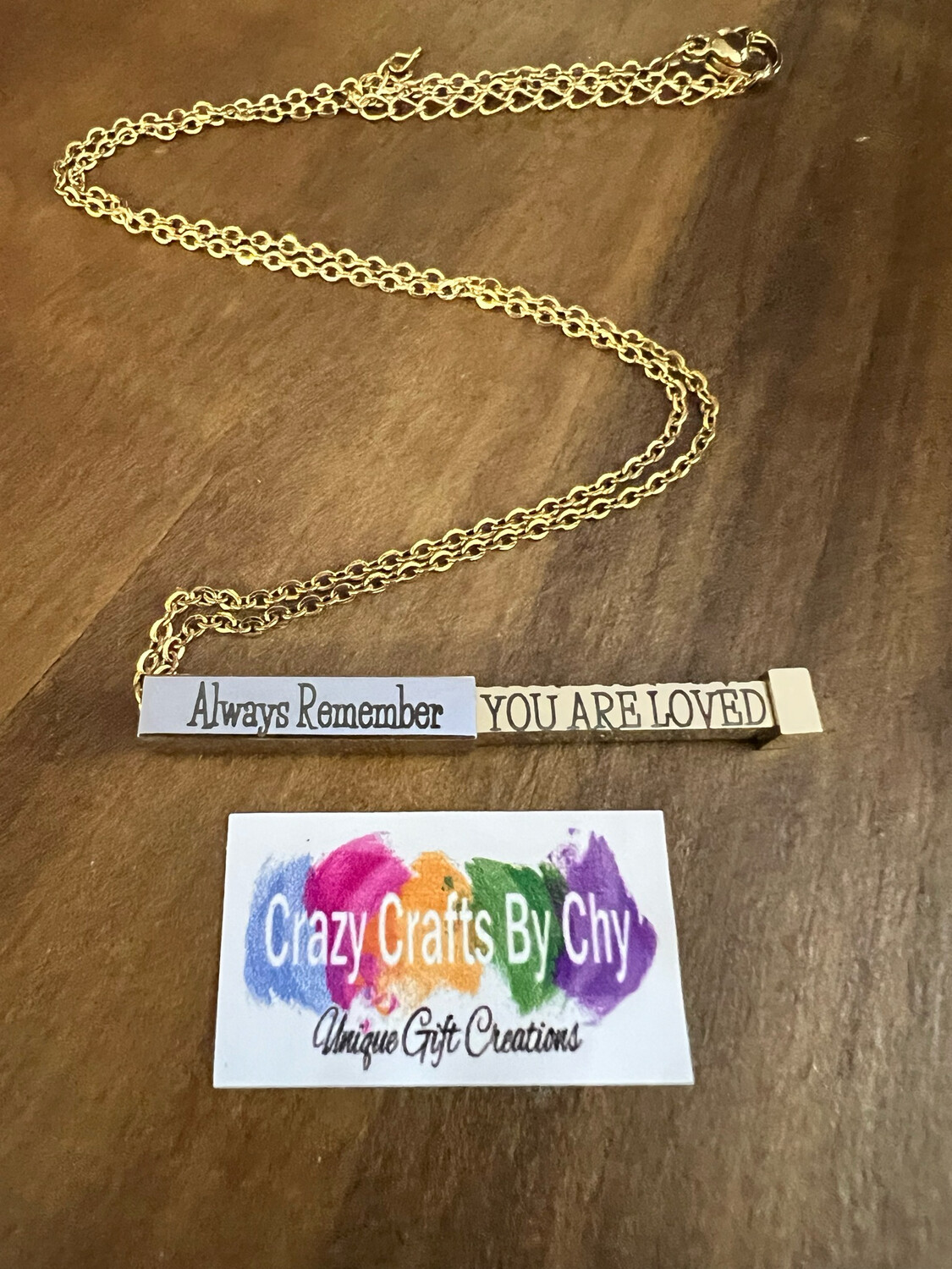 Stainless Steel Hidden Message Bar Necklace