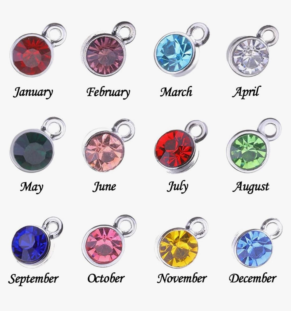 Stainless Steel Open Heart with Birthstone Charm (Silver Only) Necklace
