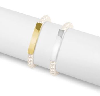 Pearl Engravable Stretch Curved Bar Bracelet