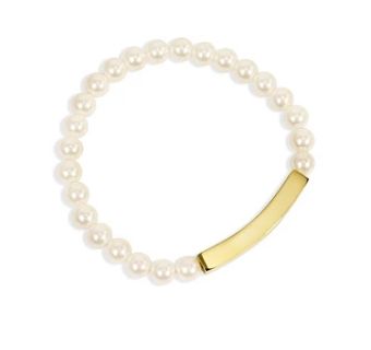 Pearl Engravable Stretch Curved Bar Bracelet