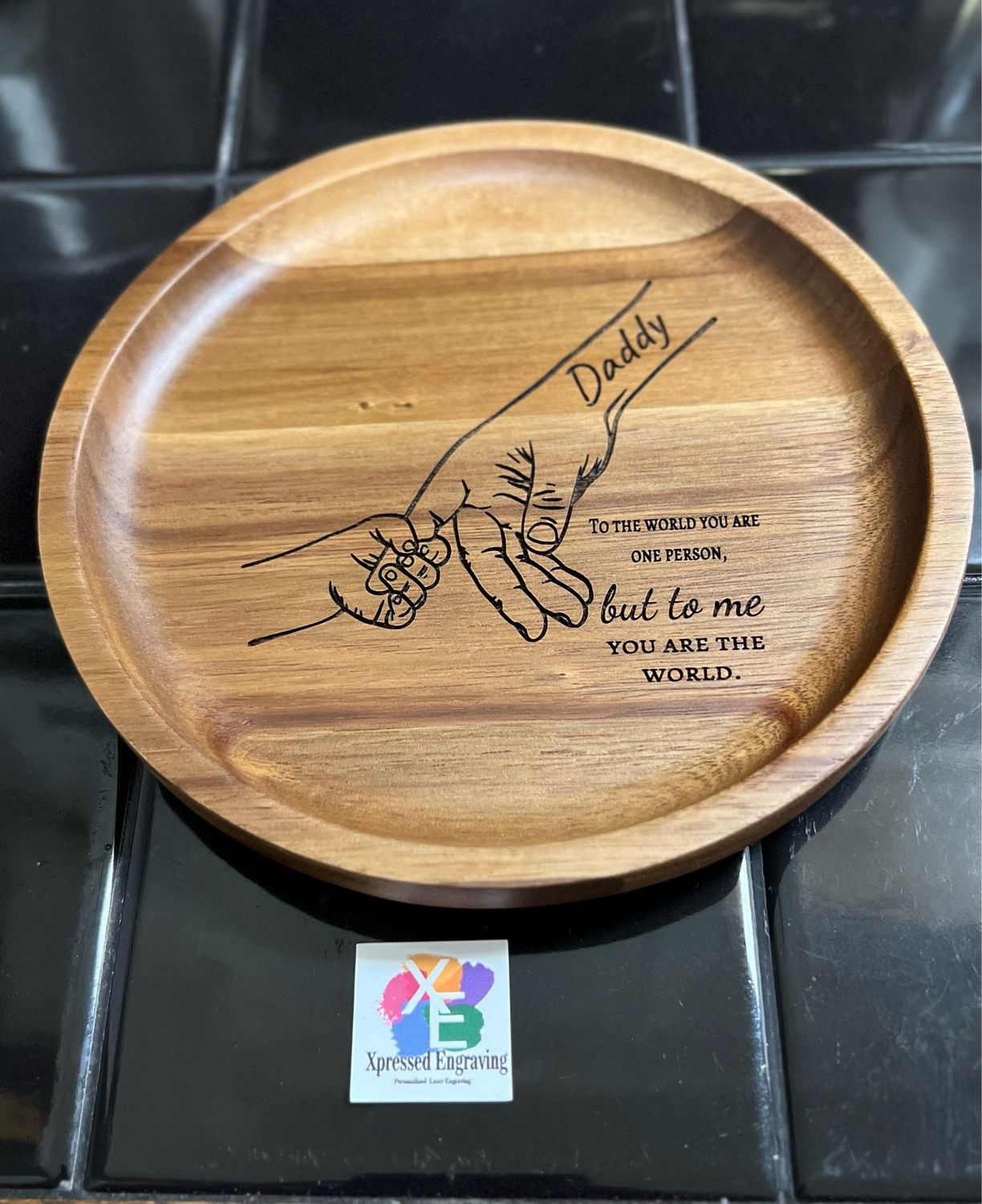 Personalized Round Wood Tray