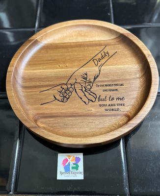 Personalized Round Wood Tray