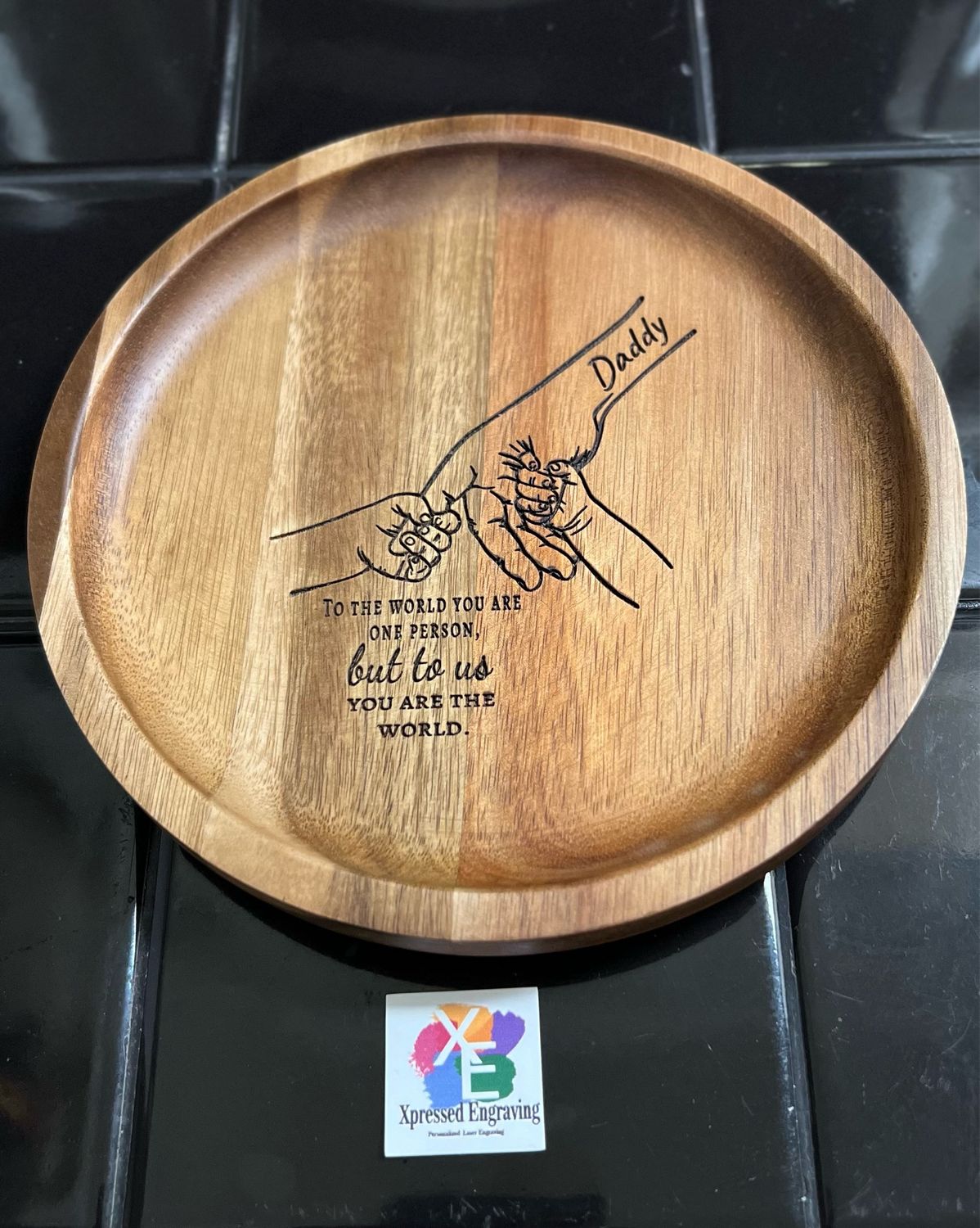Personalized Round Wood Tray