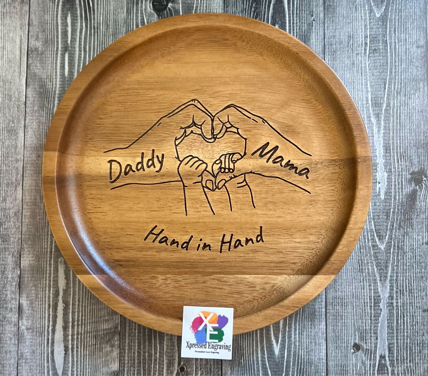 Personalized Round Wood Tray