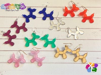 Acrylic Balloon Dog Earring