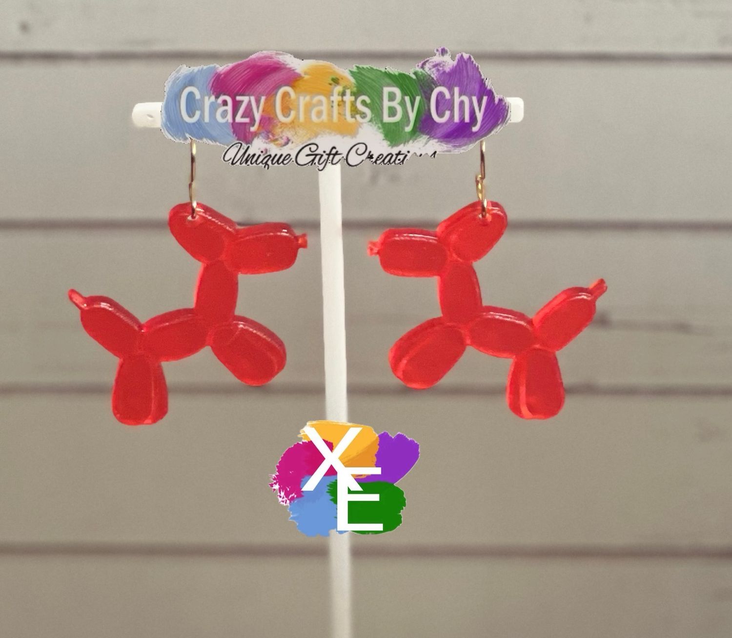 Acrylic Balloon Dog Earring