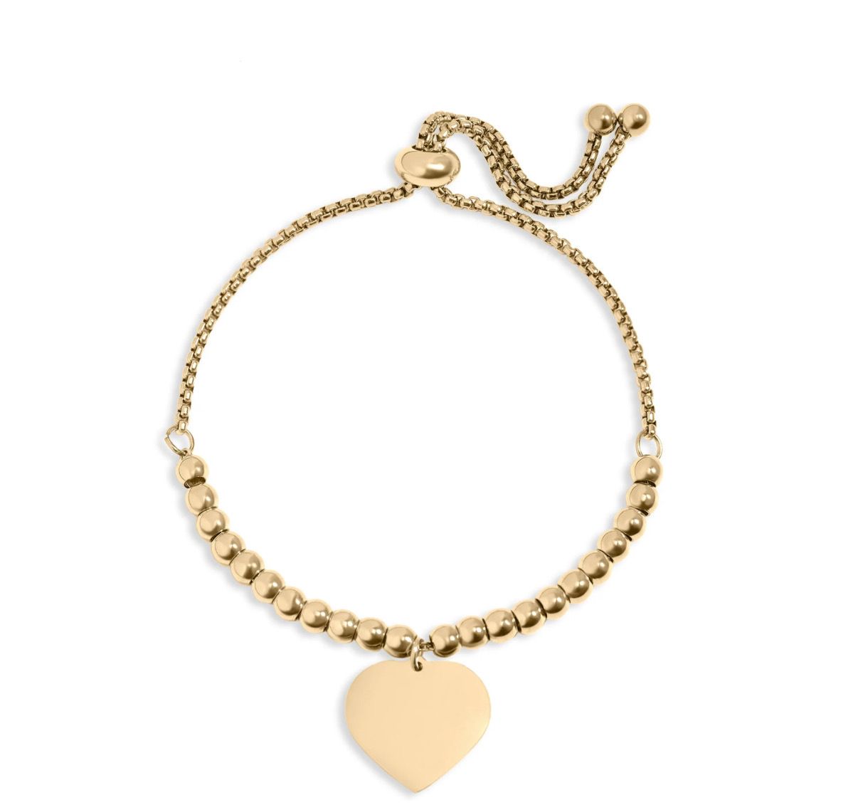 Engraved Fancy Heart Beaded Bracelet