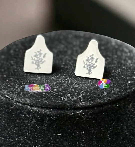 Custom Engraved Ear Tag Earrings Only