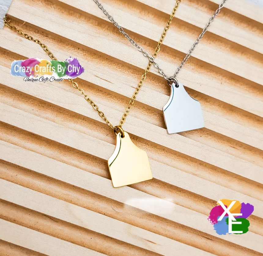 Custom Engraved Ear Tag Necklace Only
