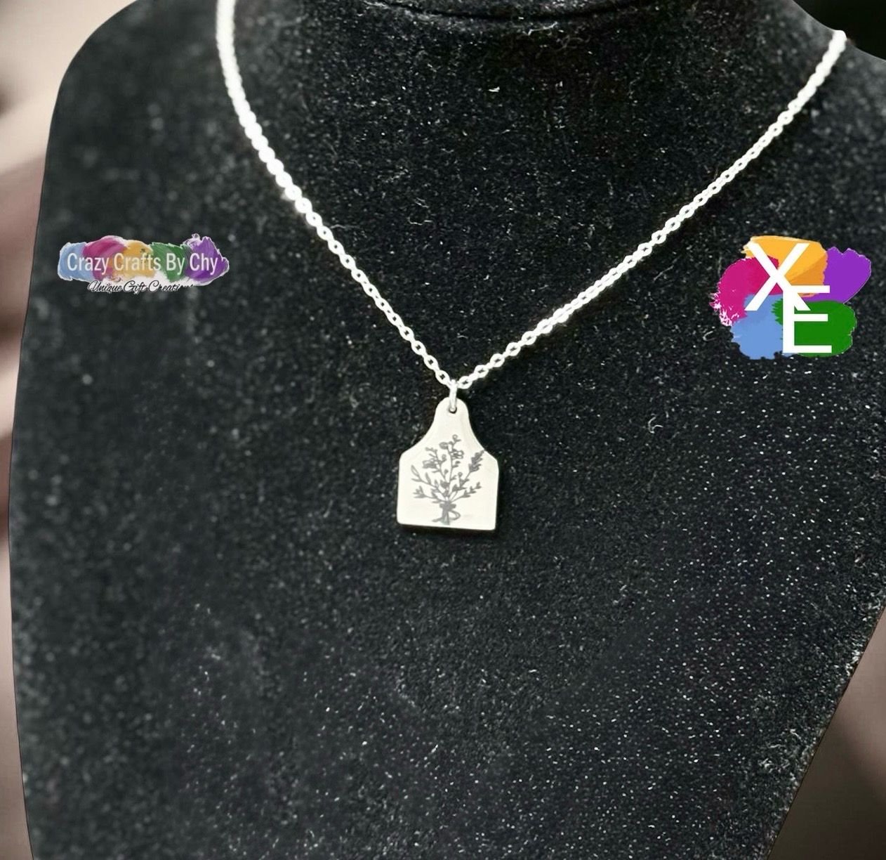 Custom Engraved Ear Tag Necklace Only