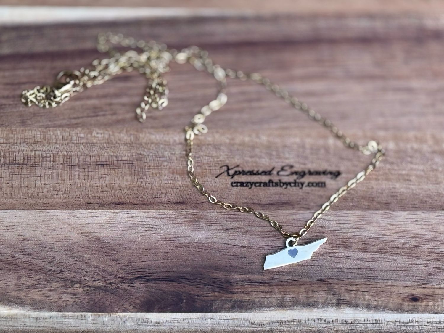 Engraved Tennessee Shaped Necklace