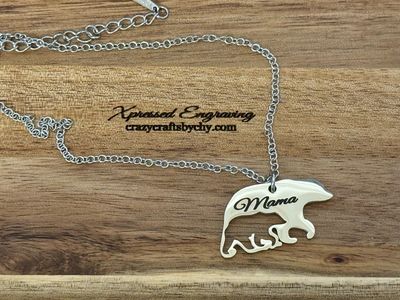 Mama Bear Cutout Engraved Necklace
