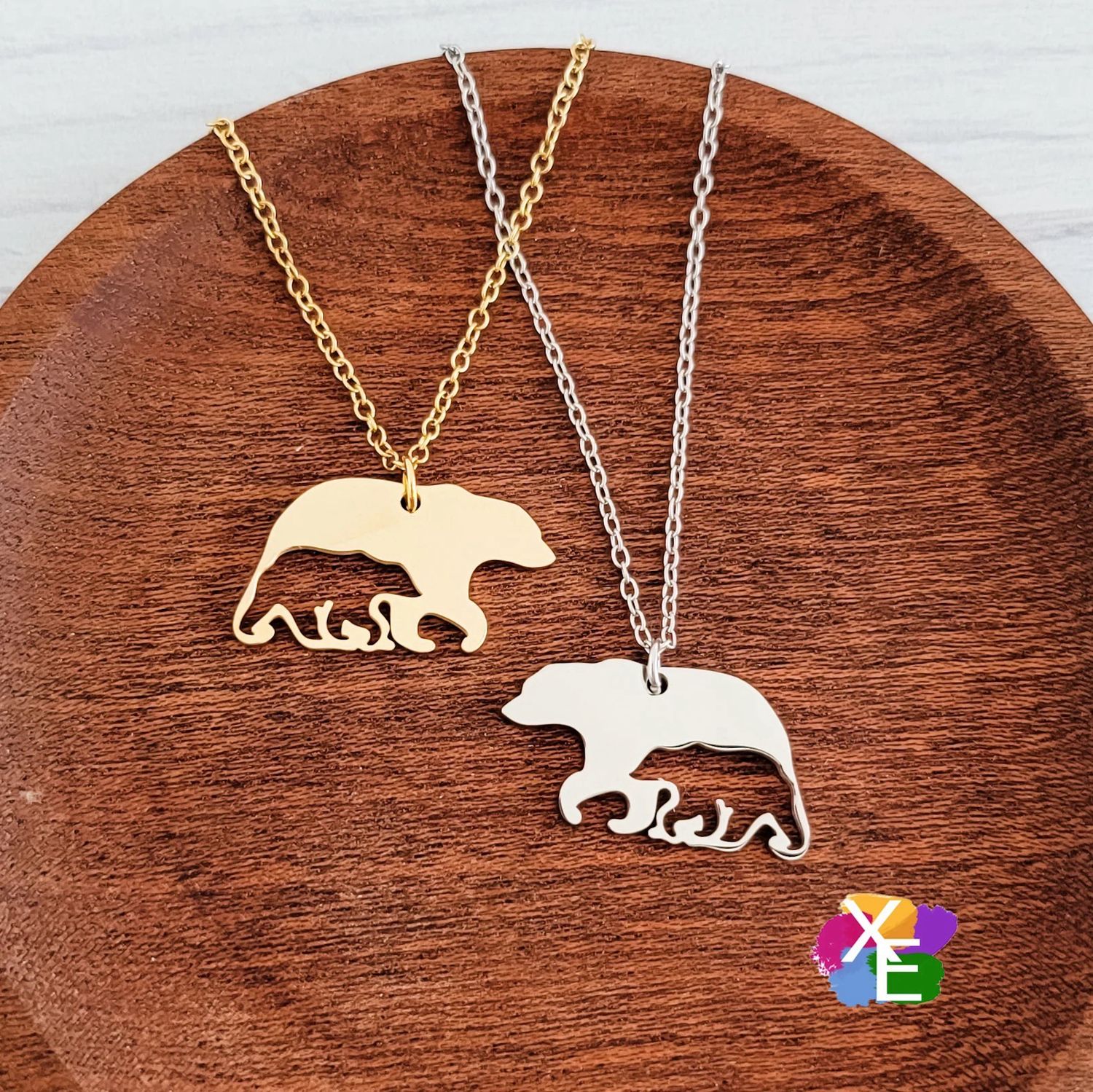 Mama Bear Cutout Engraved Necklace