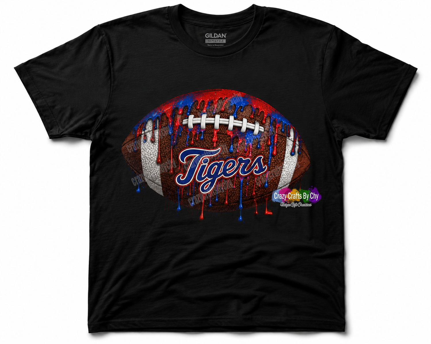 Tigers Football Drip Graphic T-Shirt