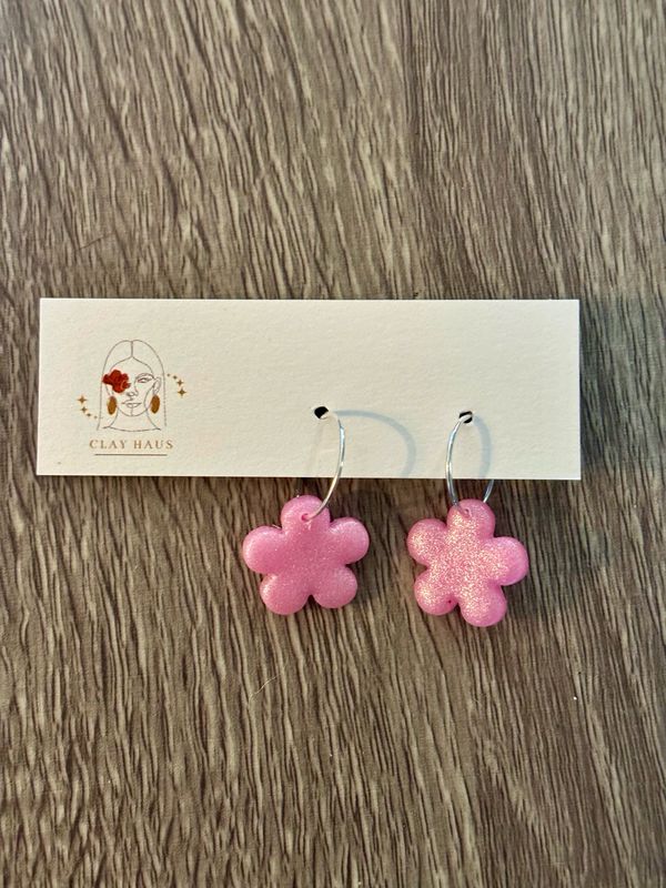 Shimmer Flower Hoop / Pink