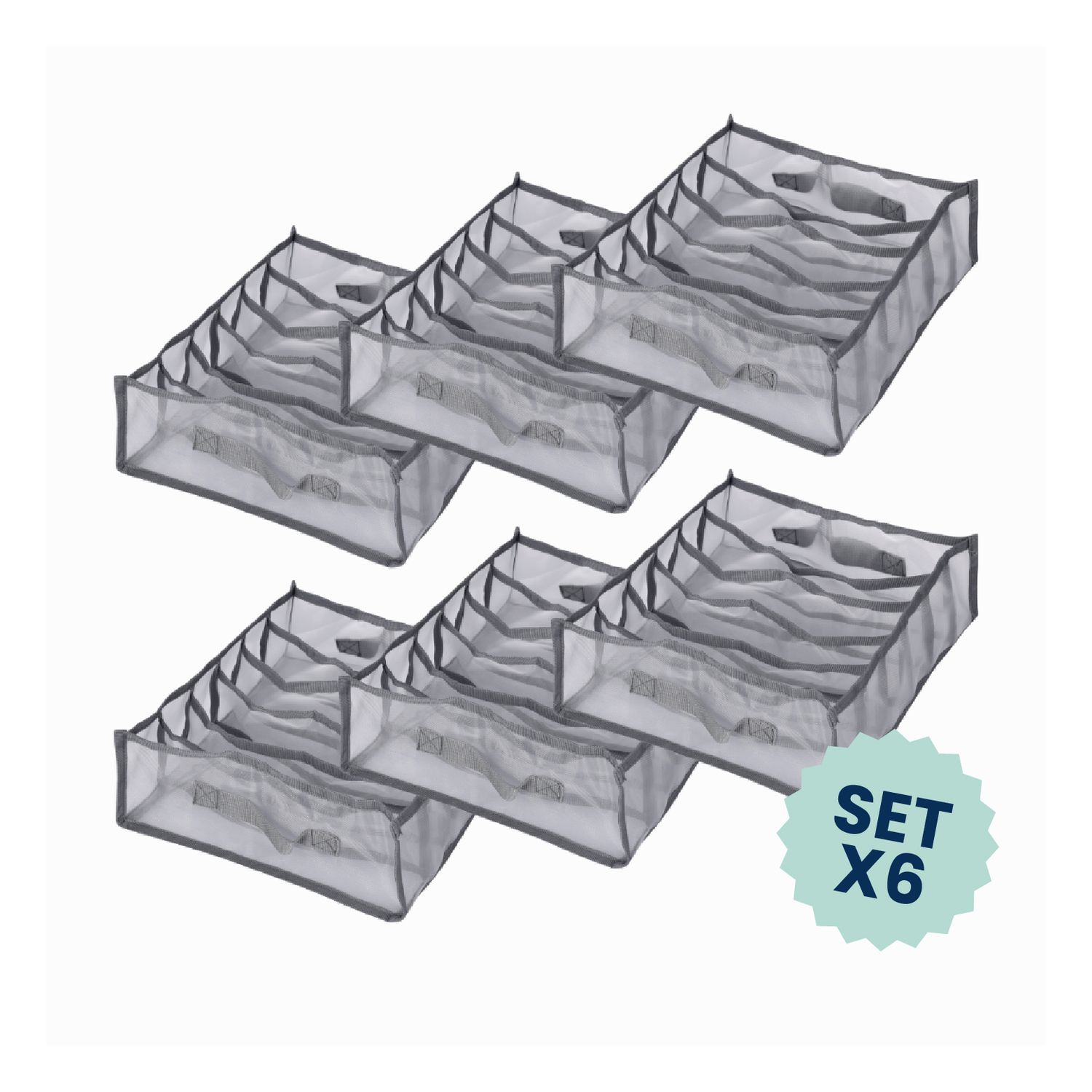 Set 6 organizadores de ropa - mesh (6 compartimentos)