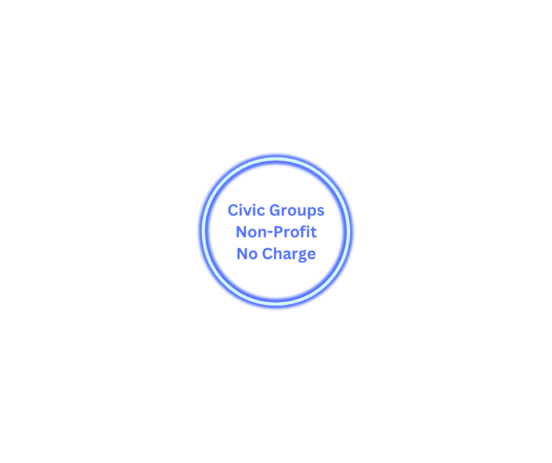 Civic Groups and Non-profits no charge