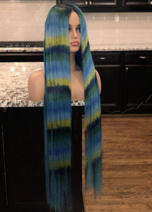 50” Peacock custom full lace (lightly used)