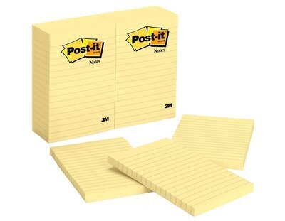3M Post-it® Canary Yellow Ruled Sticky Notes (Various Sizes)