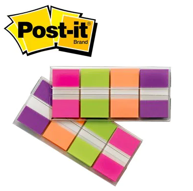 3M Post-it® Flags, Assorted Bright Colors, .94 in. Wide, 80/On-the-Go Dispenser