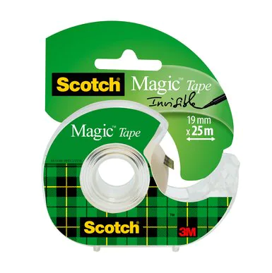 3M Scotch® Magic™ Invisible Tape, 1 Roll, 19 mm x 25 m + Handheld Dispenser