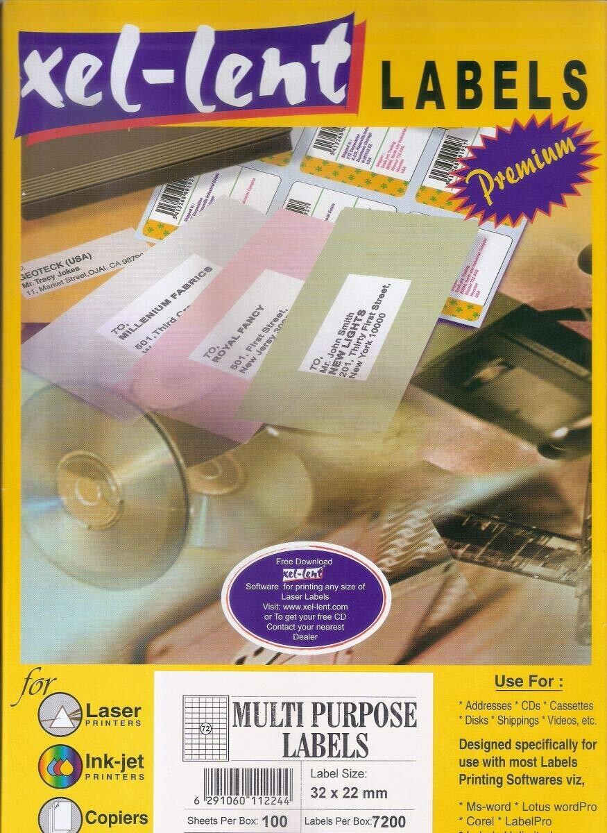 XEL-LENT Printable Labels - 100 Sheet / Pack