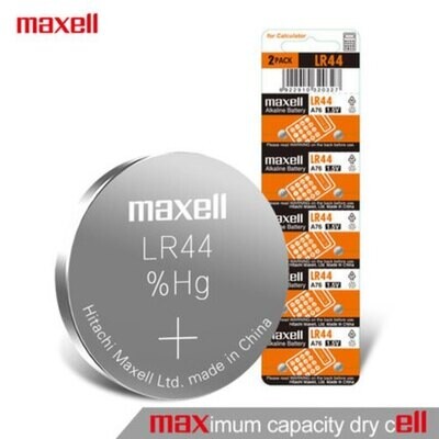 Maxell LR44 1.5V Micro Alkaline Button Coin Cell (pack of 2 batteries) Blister Pack of 10