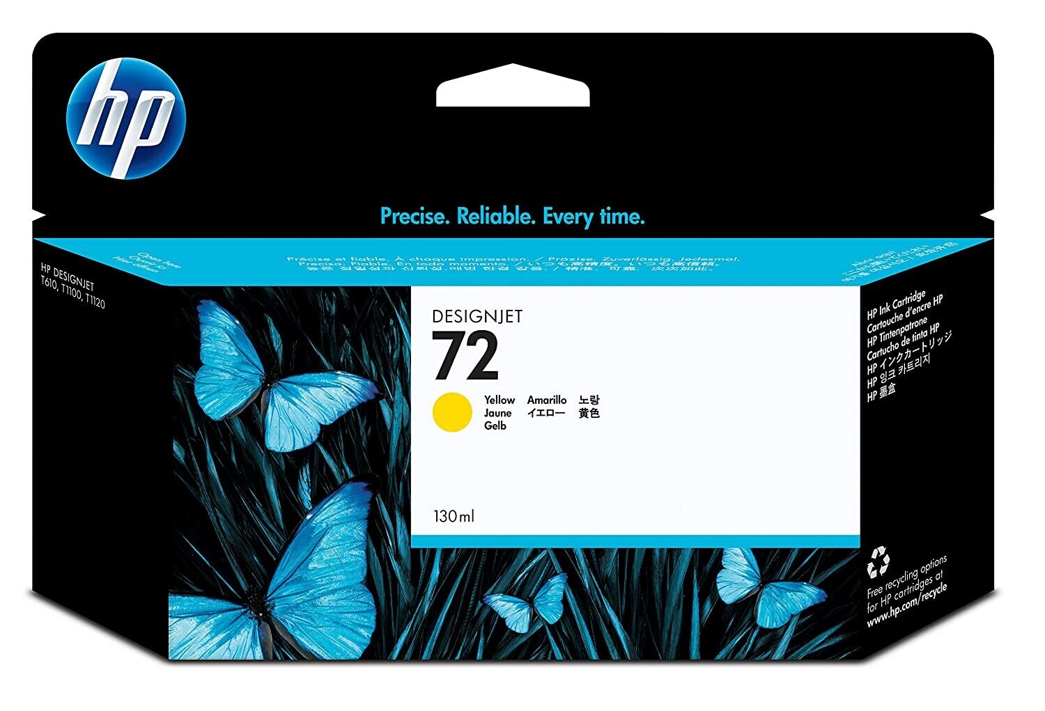 HP 72 130-ml Yellow DesignJet Ink Cartridge, C9373A