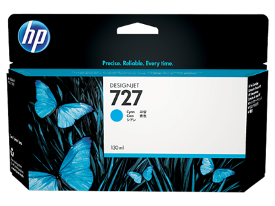 HP 727 130-ml Cyan DesignJet Ink Cartridge, B3P19A