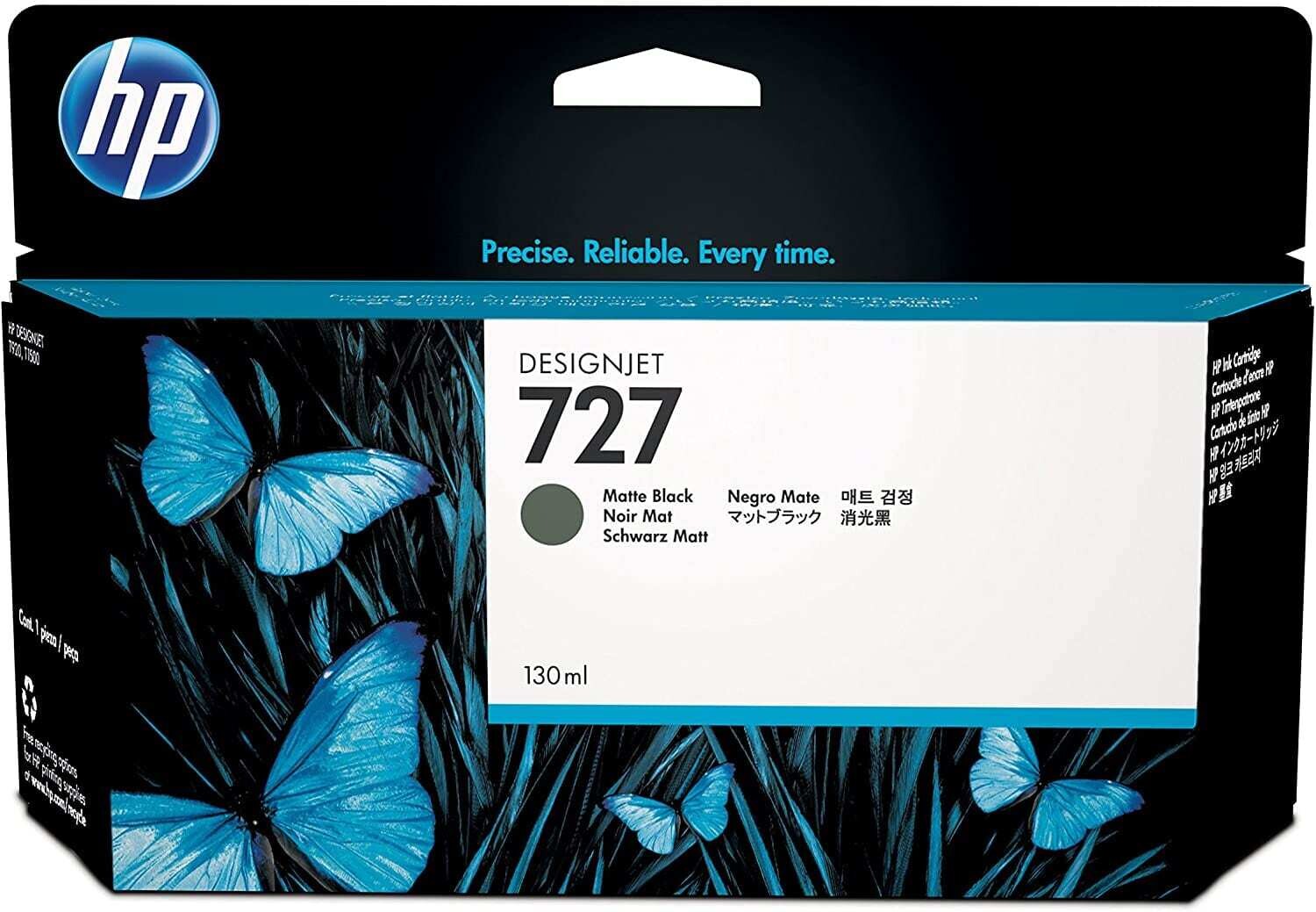 HP 727 130-ml Matte Black DesignJet Ink Cartridge, B3P22A